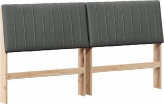 vidaXL Upholstered Headboard Dark Grey 200 cm Solid Pine Wood vidaXL