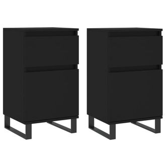 Berkfield Home Sideboards 2 pcs Black 40x35x70 cm Engineered Wood | Size: 40 x 35 x 70 cm