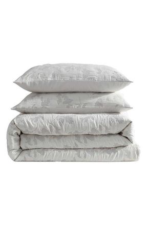 Calvin Klein Cascade Duvet Cover & Shams Set in Light Grey at Nordstrom, Size Queen