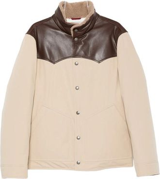 Brunello Cucinelli Shearling-trim Leather-yoke Jacket