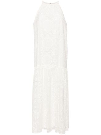 Saiid Kobeisy halterneck crochet maxi dress - White