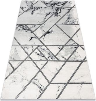 RugsX Rugsx - Alfombra Emerald Exclusivo 0085 Glamour, Elegante M&aacute;rmol, Geom&eacute;trico Blanco / Plata Grey 160x220 Cm