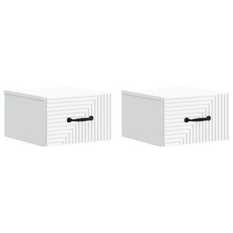vidaXL Mesita De Noche De Pared Con Caj&oacute;n 2 Pcs 34,5 X 33 X 20 Cm Vidaxl