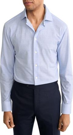 Eton Slim Fit Check Stretch Jersey Dress Shirt in Light Blue at Nordstrom, Size 16.5