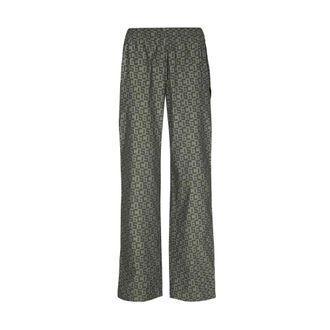 GCDS Wide Trousers, female, Green, XS, Elasticated Waistband Cotton Trousers