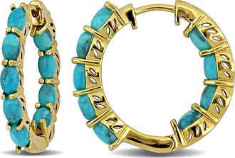 Mimi & Max 3 3/4ct TGW Composite Light Blue Turquoise Inside Outside Hoop Earrings in Yellow Silver