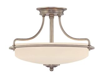 Netlighting Griffin 3 Light Semi Flush Ceiling Light Antique Nickel E27 in Grey