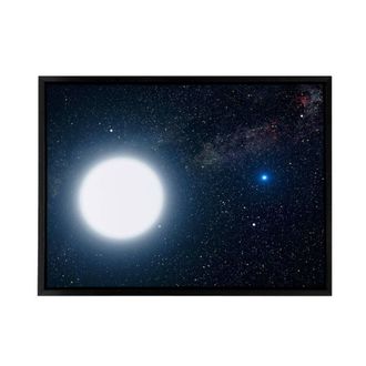 Artery8 Space NASA Binary Stars Sirius A & B Framed Canvas Wall Art Print in Blue | Size: W24 x H32