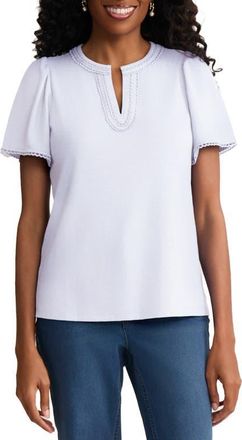 Jones New York Split Neck Top in Natural White at Nordstrom, Size X-Large