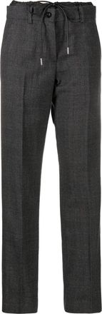sacai drawstring-fastening straight-leg trousers - women - Wool/Polyester/Cupro - 3 - Grey
