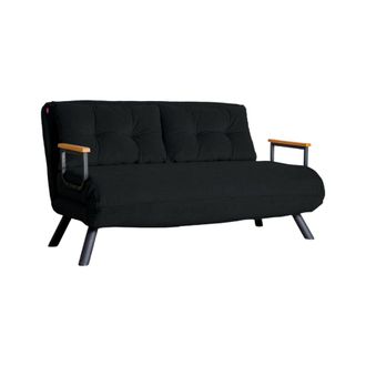 Dmora Sof&aacute; Cama 2 Plazas Calvin, Con Almacenaje, Reclinable, Brazos, 133x78 Cm Negro