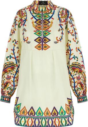 Etro Multicolour Mock Collar Mini Dress