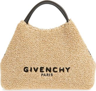 Givenchy Nano Facet Straw & Leather Top Handle Bag in Natural at Nordstrom