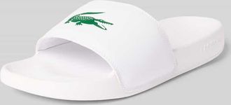 Lacoste Badeschuhe mit Logo Print Modell SERVE SLIDE in Weiss, Gr&ouml;&szlig;e 10