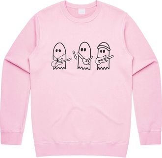 Sanfran Clothing Julie and The Phantoms Ghost Band Top Sunset Curve Music Vintage Jumper Sweater Small/Light Pink