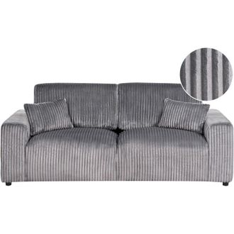 Beliani Beliani - Divano in velluto a coste Jumbo Cord 3 posti confortevole Soggiorno moderno grigio Sandora
