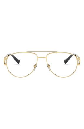 Versace 57mm Aviator Optical Glasses in Gold/demo Lens at Nordstrom