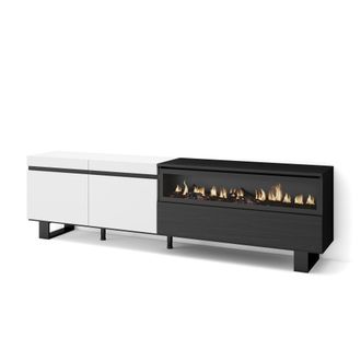 Skraut Home Skraut Home - Mueble Tv, Televisi&oacute;n, Muebles De Sal&oacute;n, Almacenaje, 200x57x35cm, Para Tv Hasta 80, Chimenea El&eacute;ctrica, Dise&ntilde;o Industrial, Estilo Modern