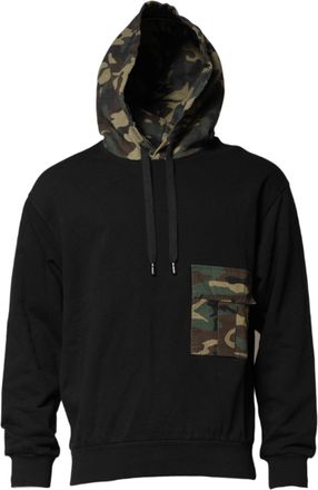 Dolce & Gabbana Camouflage-Paneled Cotton Hoodie - Black