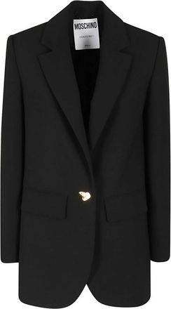 Moschino Jassen, Dames, Zwart, M, Polyester, Elegante Nero Outerwear Jas Aw 23