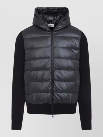 Moncler hooded wool nylon padded cardigan