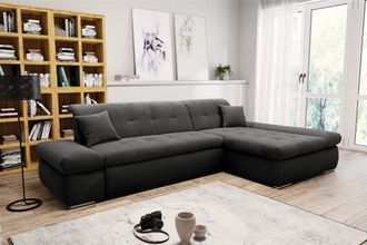 Domo Collection Ecksofa »Moric Luxus - B/T/H 300/172/80 cm, XXL-Format« L-Form, 140kg Belastung/Sitz, Cord, grau