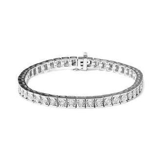 House of Brilliance Silver 1/4 Cttw Miracle Set Diamond and Bead Link 7.25 Tennis Bracelet in White at Nordstrom