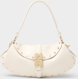 Ganni Womens Kat studded leather shoulder bag