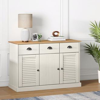 Berkfield Home Sideboard with Drawers VIGO 113x40x75 cm White Solid Wood Pine | Size: 113 x 40 x 75 cm