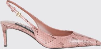 Dolce & Gabbana D&eacute;collet&eacute; slingback in pelle con stampa pitone e logo DG