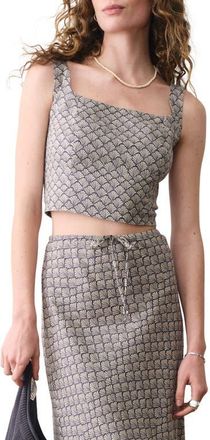 Marine Layer Zoe Seashell Print Hemp Blend Crop Tank in Navy Seashell at Nordstrom, Size X-Small