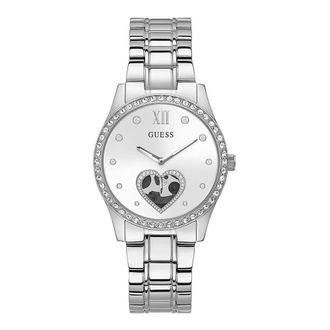 Guess Horloge met hartvormige wijzerplaat en stalen band - Dames - Horloges - Wit - ONE Size - Accessoires