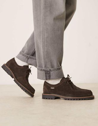 Noak Made in Portugal - Scarpe stringate in pelle marrone con impunture e dettagli in rilievo