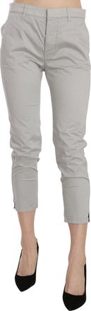 Jucca Cotton Gray High Waist Skinny Cropped Trousers Womens Pants