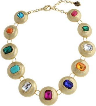 Kurt Geiger Mixed Crystal Button Collar Necklace in Gold/Multi at Nordstrom