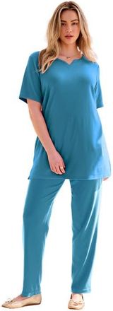 Roaman's Plus Size Soft Knit Tunic With Notch Neckline in Deep Teal at Nordstrom, Size Medium