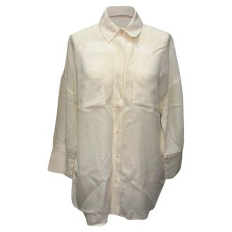 Anine Bing Textured Button-Down Shirt in Ivory Viscose
