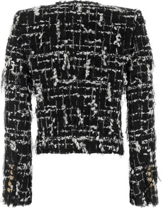 Balmain Womens Two-Tone Tweed Blazer Eab Noir-Blanc Giacche E Gilet Noir/blanc Jacket