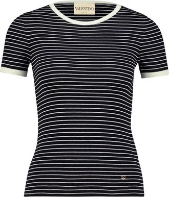 Valentino Garavani VLogo T-shirt - Dames - T-shirts - Blauw - S - Katoen - Tops
