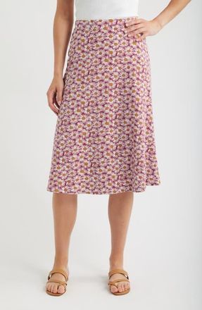 Seasalt Cornwall Floral Print Stretch Organic Cotton Skirt in Painted Asters Dark Freesia at Nordstrom, Size 10 Us