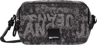 Karl Lagerfeld Denim Graphic Print Camera Bag - Dames - Schoudertassen - Grijs - ONE Size - Denim - Tassen
