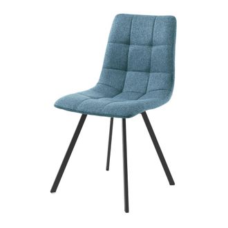 Oresteluchetta Juego 4 sillas tela azul, patas negro mate 85x46x56 cm cocina