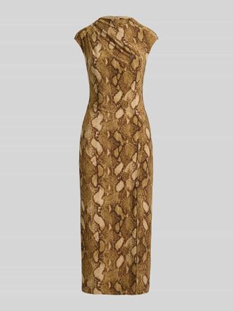 Lauren Ralph Lauren Figurbetontes Kleid mit Gehschlitz in Camel, Gr&ouml;&szlig;e 34