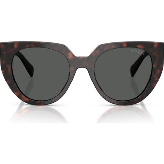 Prada 52mm Cat Eye Sunglasses in Root Tortoise /Dark Grey at Nordstrom