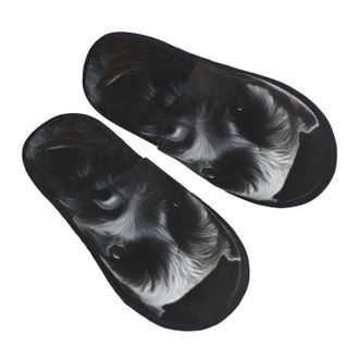 Generic Cotton Slippers Black Schnauzer Dog Soft Fuzzy Slippers Lightweight Indoor Shoes For Holiday Spa Ladies L