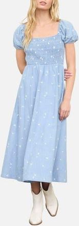 Blu Pepper Ditsy Chambray Midi Dress at Nordstrom Rack, Size Medium