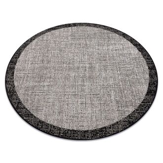 RugsX Rugsx - Alfombra De Cuerda Sisal Floorlux Circulo 20401 Marco Plateado/negro Grey Circulo 160 Cm