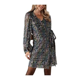 Ibana Kleedjes, Dames, Zwart, XS, Pailletten, Kleurrijke Pailletten Mini Jurk Dayina