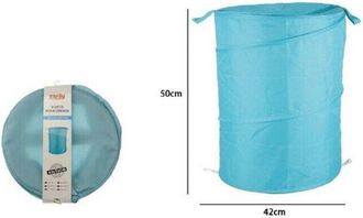 Trade Shop Trade Shop - Cesto Contenitore Portabiancheria Bucato Giochi Pieghevole 42x50cm Celeste 79854