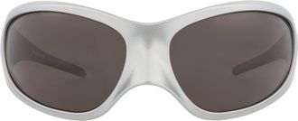 Balenciaga 80mm Wraparound Sunglasses in Silver Silver Grey at Nordstrom Rack